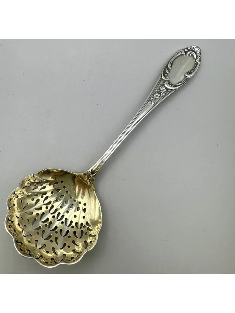 Wilkens Sugar Sifter Serving Spoon Pierced 800 Silver Rococo Pattern 427 C.1895